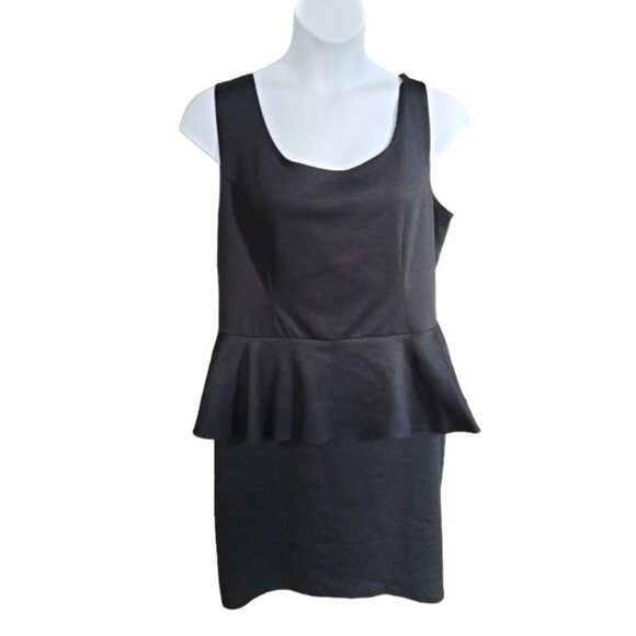 American City Wear Black Peplum Sleeveless Back Zip Dress Plus Size 3X - Picture 2 of 6